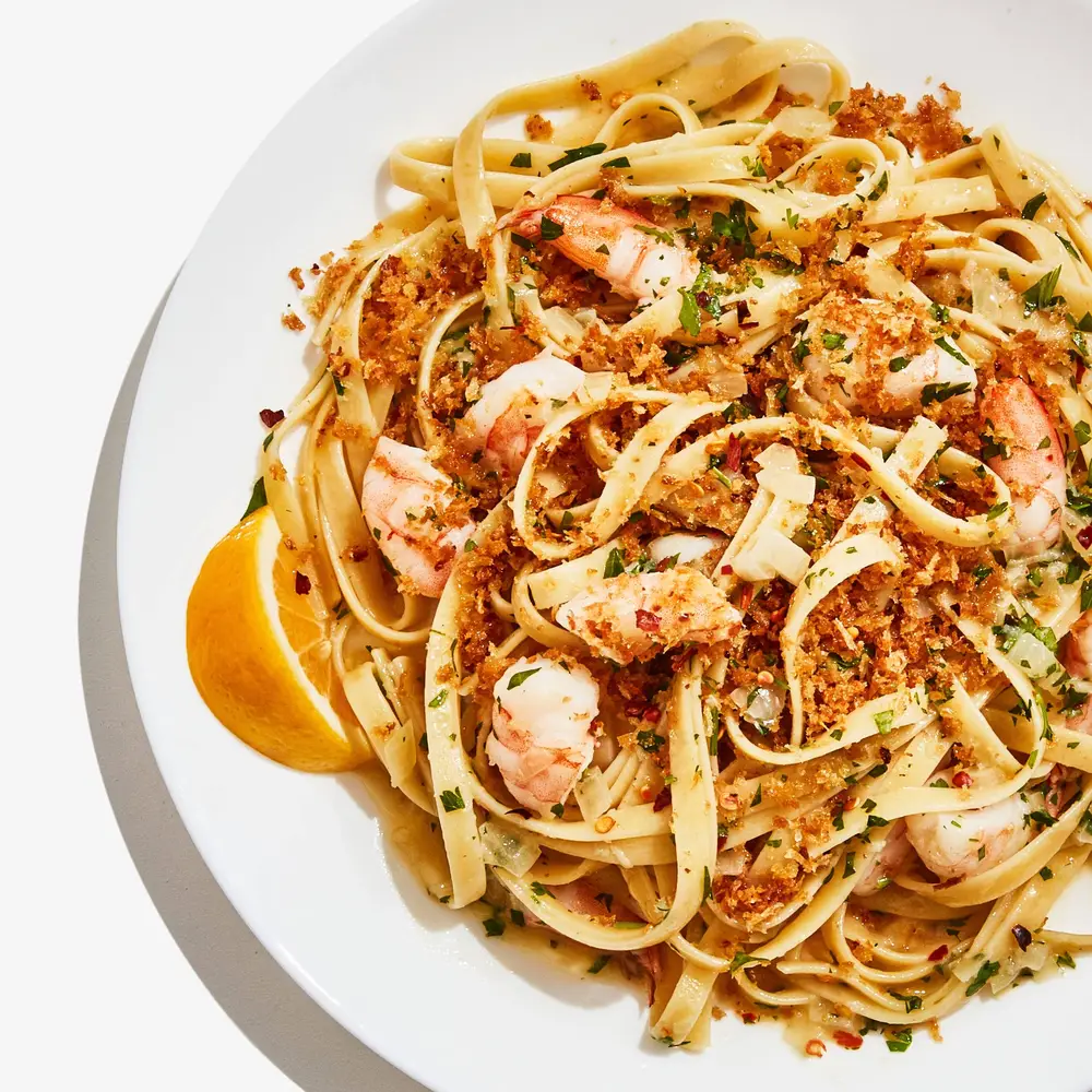 Pasta scampi de langostinos
